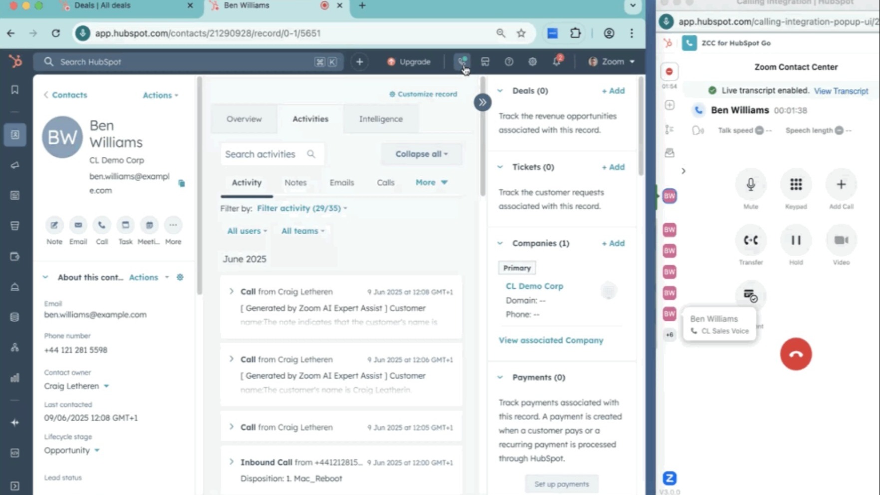 Automatic Call Logging