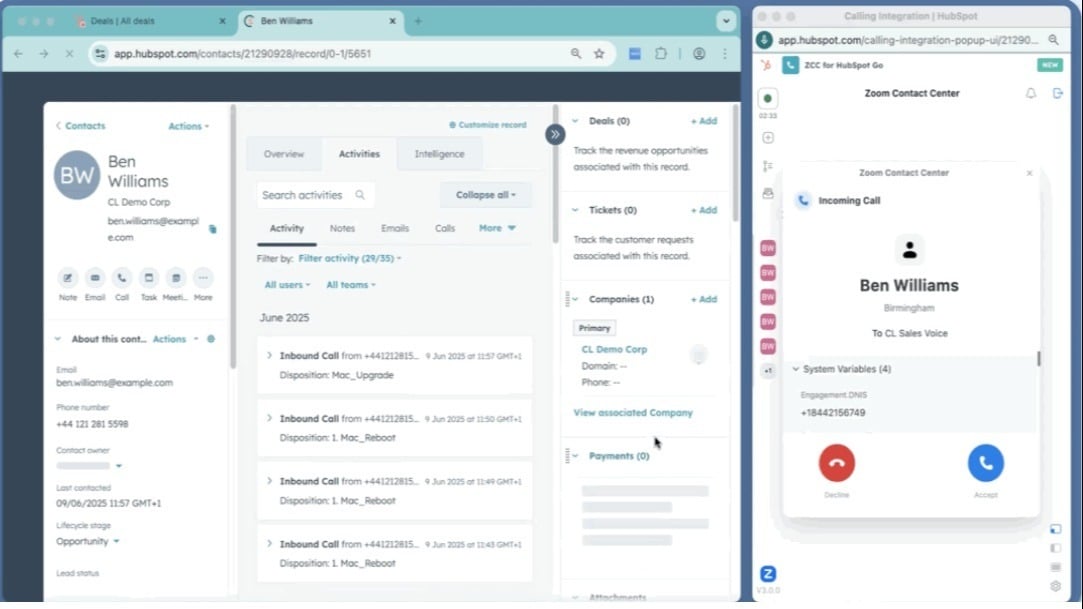 Incoming Call Screen Pop